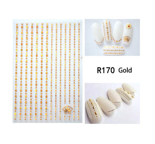 Aufkleber 3d Dots Stripes gold Nailart