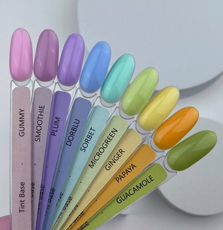 JUCY - COLLECTION SET (9st x 15 ml) Tint Base + Aufkleber Stickers für tips HEYLOVE