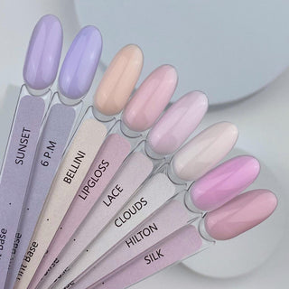 SUNSET - COLLECTION SET (8st x 15 ml) Tint Base + Aufkleber Stickers für tips HEYLOVE