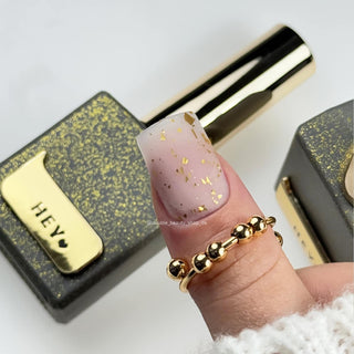 GOLD FLAKES - MATTE Top Coat (No Wipe) 15ml HEYLOVE