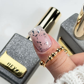 SILVER FLAKES - Glossy Top Coat (No Wipe) 15ml HEYLOVE
