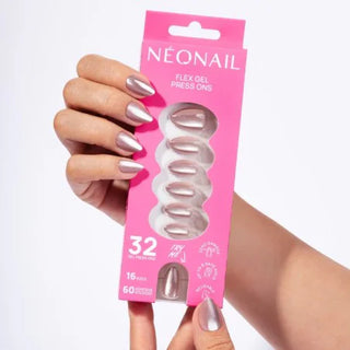 Flex Gel Press Ons 32 pc - Blush Cat Eye Medium Almond Neonail