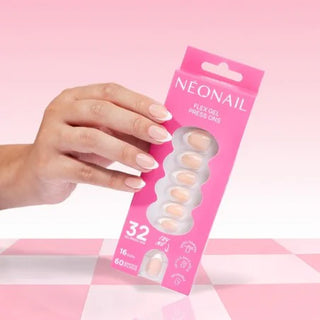 Flex Gel Press Ons 32 pc - Perfect French Medium Almond Neonail
